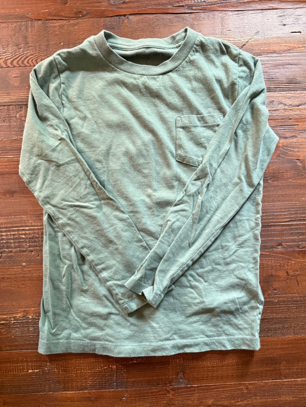 Crewcuts Long-Sleeve Pocket Tee in Sage Green Sz 6/7